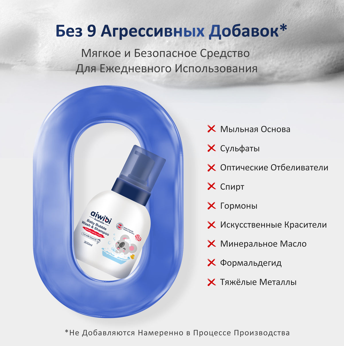 Детская пенка для купания и шампунь